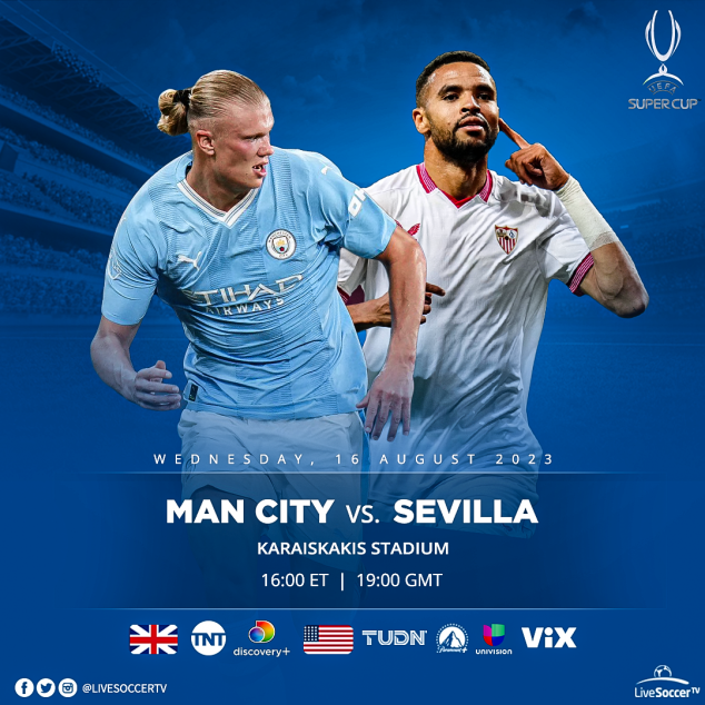 Manchester City, Sevilla, UEFA Super Cup, Broadcast Listings