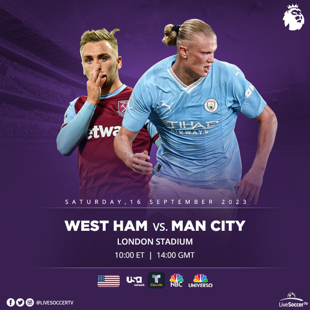 West Ham, Manchester City, English Premier League, Broadcast Listings