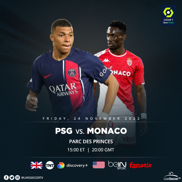PSG, Monaco, Ligue 1, Broadcast Listings