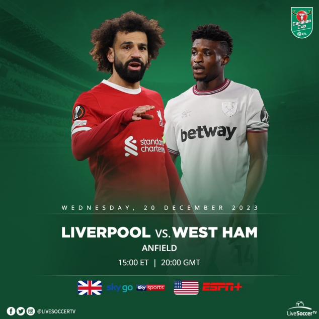 Liverpool, West Ham, Broadcast Listings, Carabao Cup