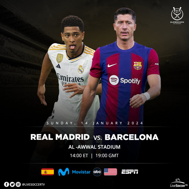 Real Madrid, Barcelona, El Clasico, Spanish Super Cup Final, Broadcast Listings