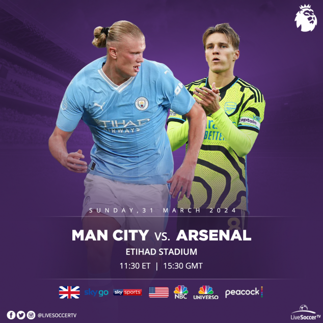 Manchester City, Arsenal, English Premier League, Broadcast Listings