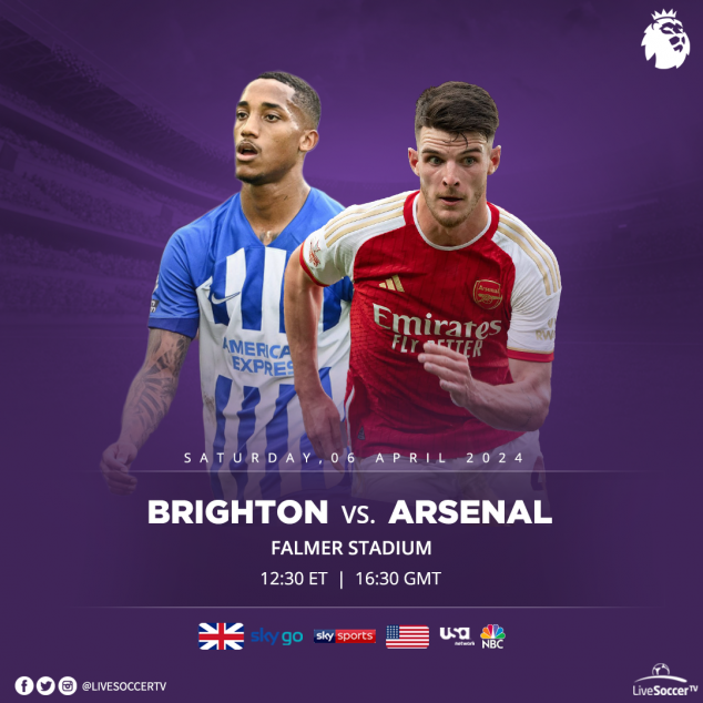 Brighton, Arsenal, Broadcast Listings, English Premier League