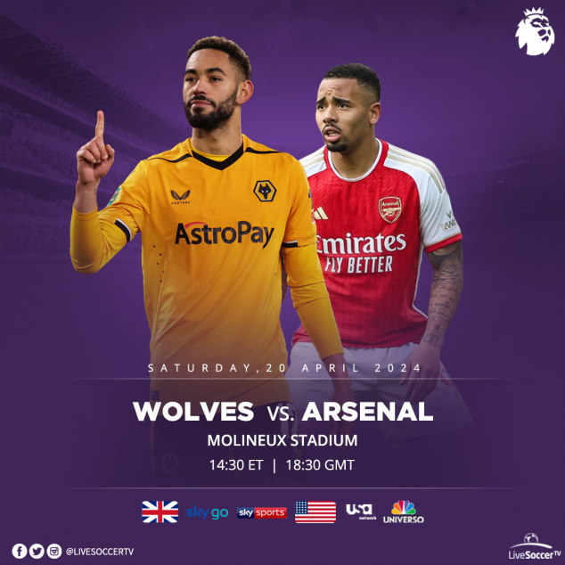 Wolves, Arsenal, English Premier League, Broadcast Listings