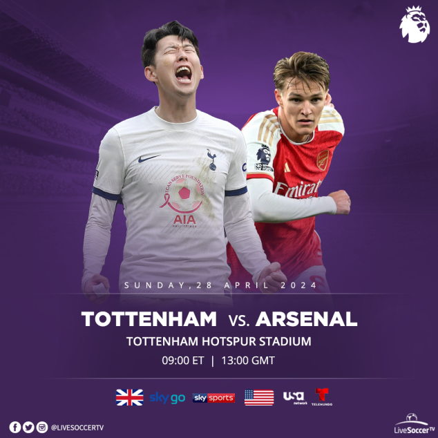Tottenham, Arsenal, English Premier League, Broadcast Listings