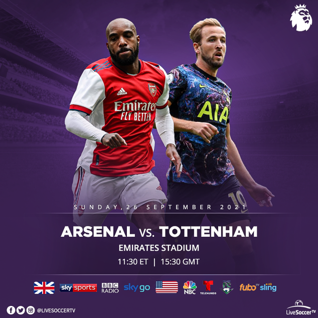 Arsenal, Tottenham, North London Derby, English Premier League, Broadcast listings
