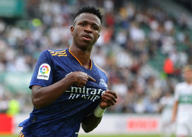 Vinicius double gives Madrid victory over 10-man Elche