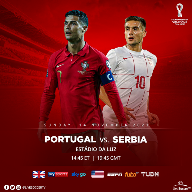 Portugal, Serbia, Broadcast Listings, FIFA World Cup Qualifying