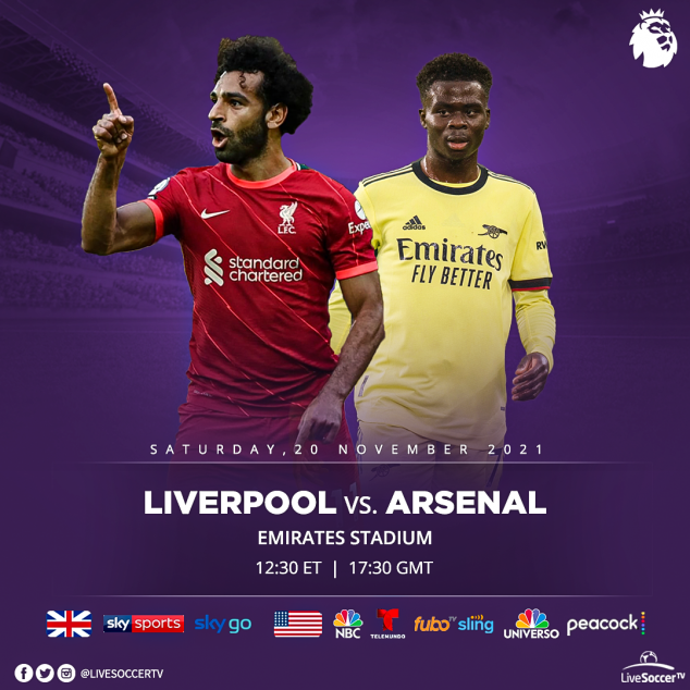 Liverpool, Arsenal, English Premier League, Broadcast Listings