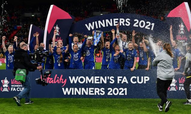 Chelsea women lift FA Cup to complete treble