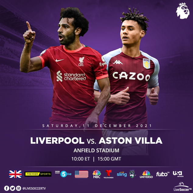 Liverpool, Aston Villa, English Premier League, Broadcast Listings
