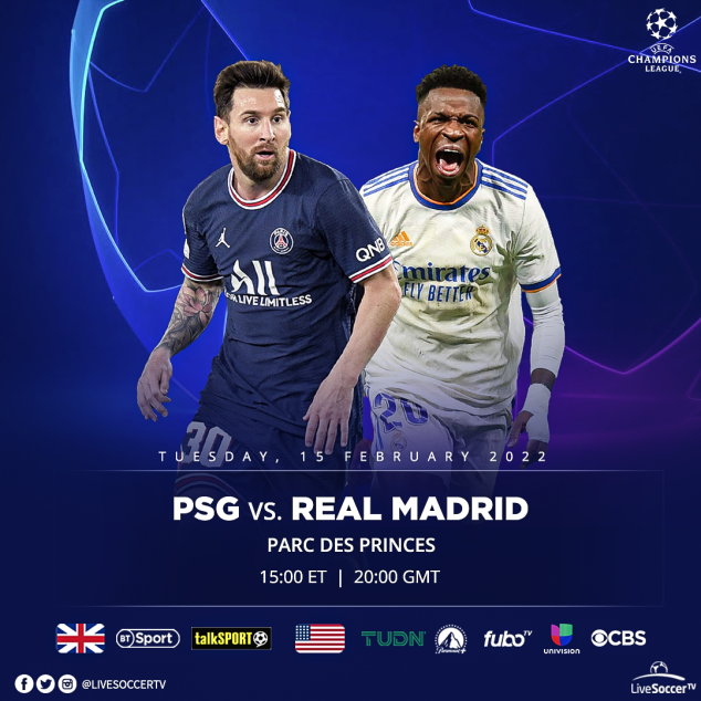 PSG, Real Madrid, UEFA Champions League, Broadcast Listings, Where to watch