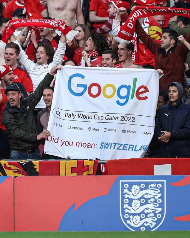 FIFA WC: Swiss fan troll Italy with banner