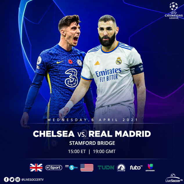 Chelsea, Real Madrid, UEFA Champions League, Broadcast Listings