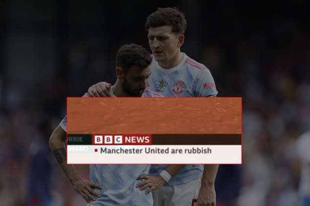 BBC apologize after "Man Utd are rubbish" message