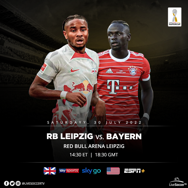 RB Leipzig, Bayern Munich, DFL Supercup,. Broadcast Listings