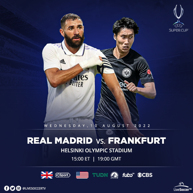 Real Madrid, Eintracht Frankfurt, UEFA Super Cup, Broadcast Listings