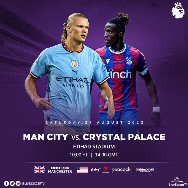 Manchester City, Crystal Palace, English Premier League, Broadcast Listings