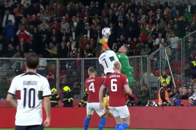 WATCH: Ronaldo clashes with Czech goalie