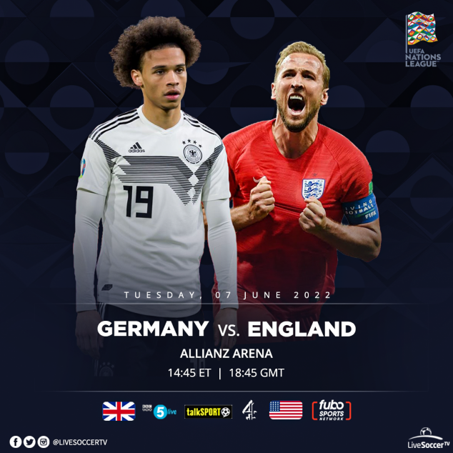 Germany, England, UEFA Nations League, Broadcast Listings