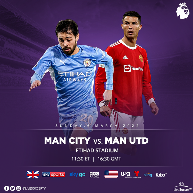 Manchester City, Manchester United, Manchester Derby, Broadcast Listings, English Premier League