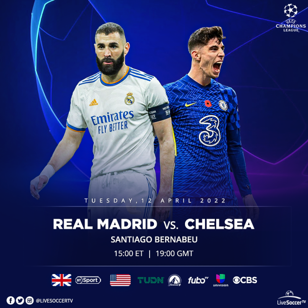 Real Madrid, Chelsea, UEFA Champions, League, Broadcast Listings