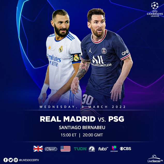 Real Madrid, PSG, UEFA Champions, League, Broadcast Listings